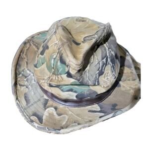 Vtg Red Head Camo Fedora Crococdile Dundee Hat 7 1/8 -71/4 Medium